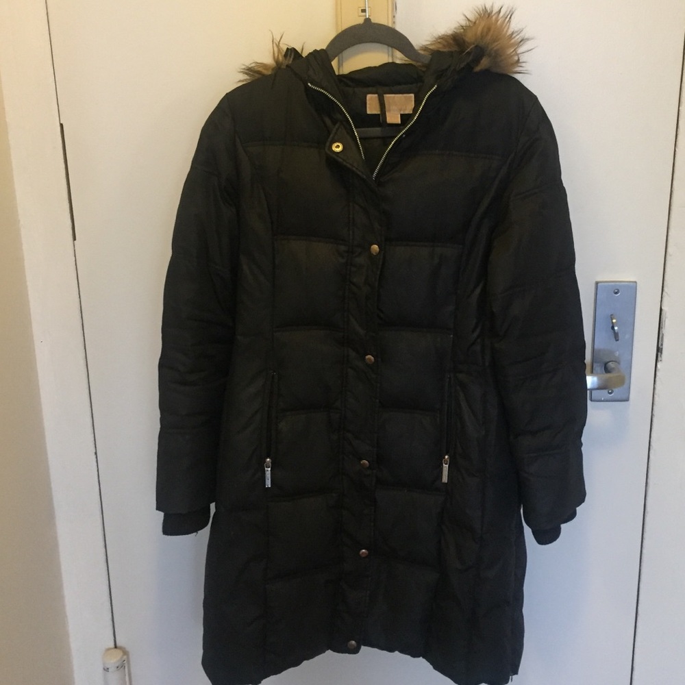 Michael Kors Faux Fur Hood Quilted Coat